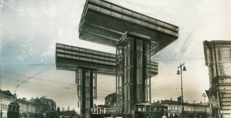 Photomontage of the Wolkenbügel by El Lissitzky, 1925 (or 1923)